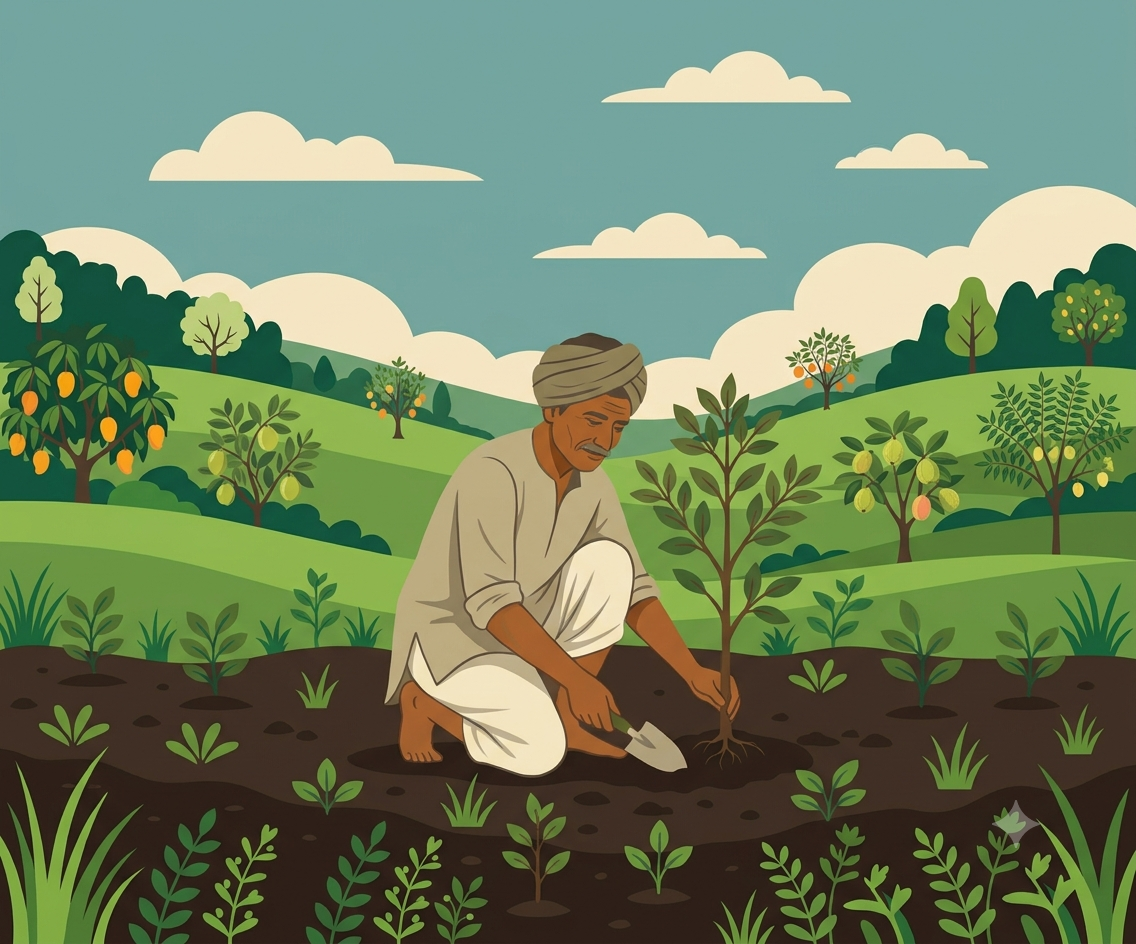 Planting trees in rural India
